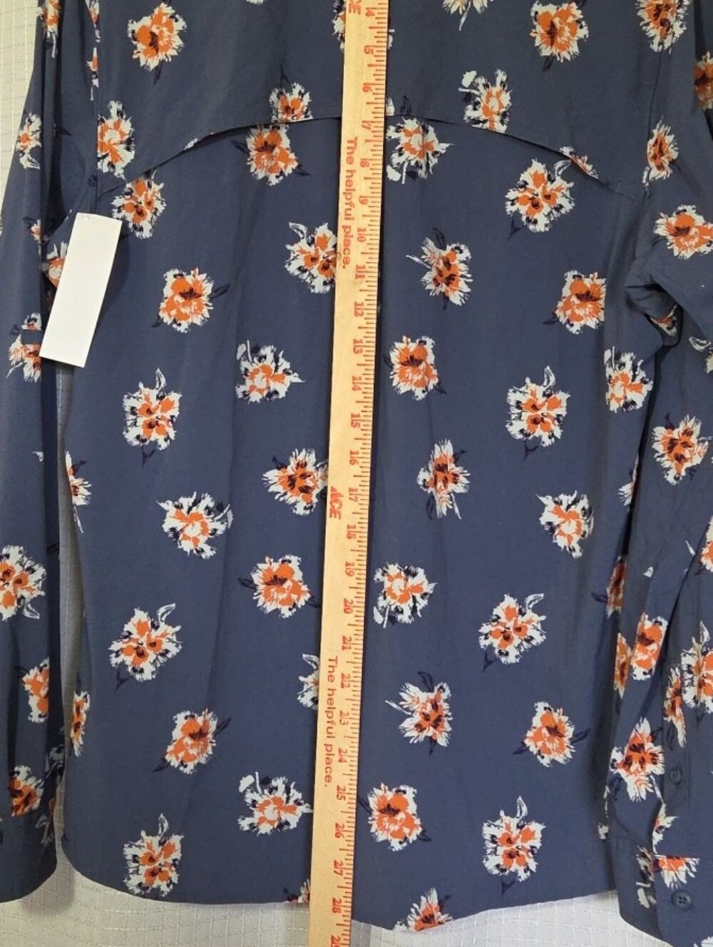 Women's DULUTH Shirt Size XL Long Sleeve Button Fown Blue Floral Vented - Picture 6 of 10